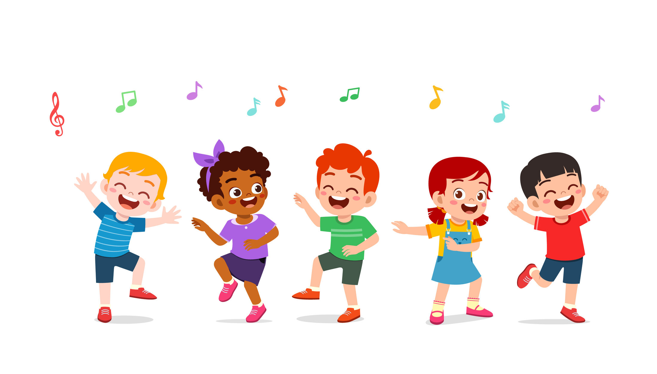 little kid dance with friend and feel happy